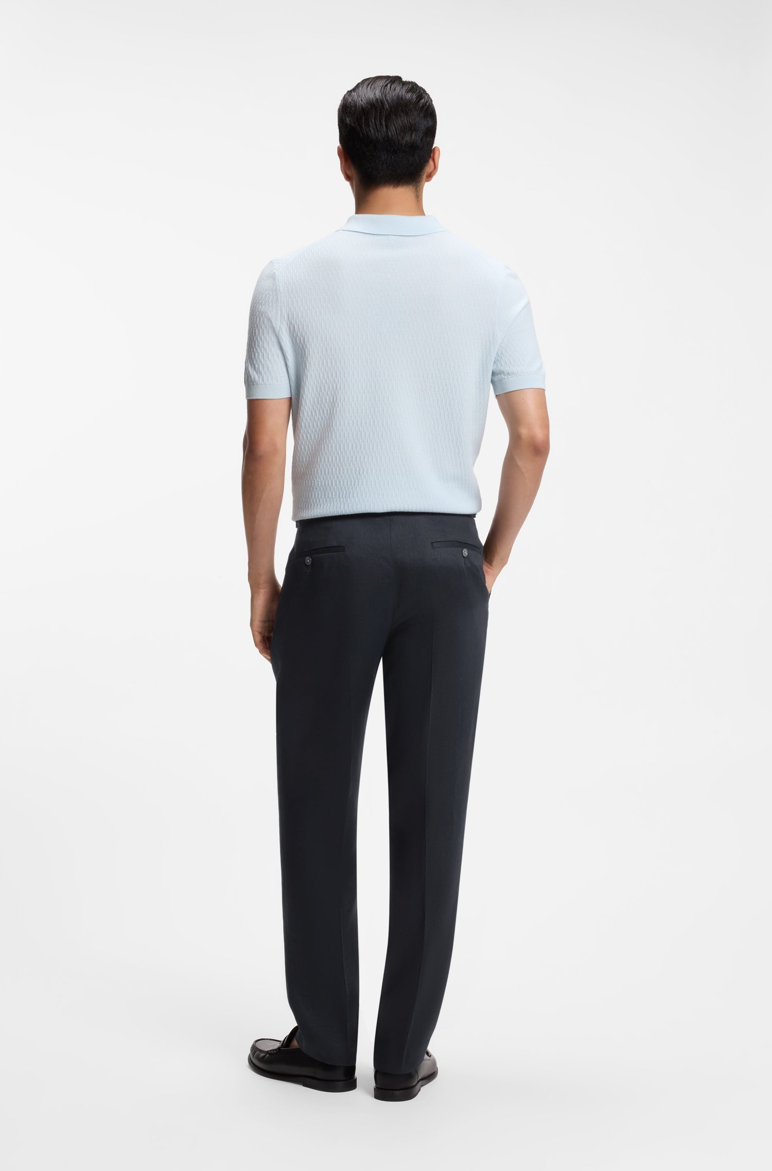 Boss Relaxed-fit trousers in linen with front pleats byxor herr – bild 2