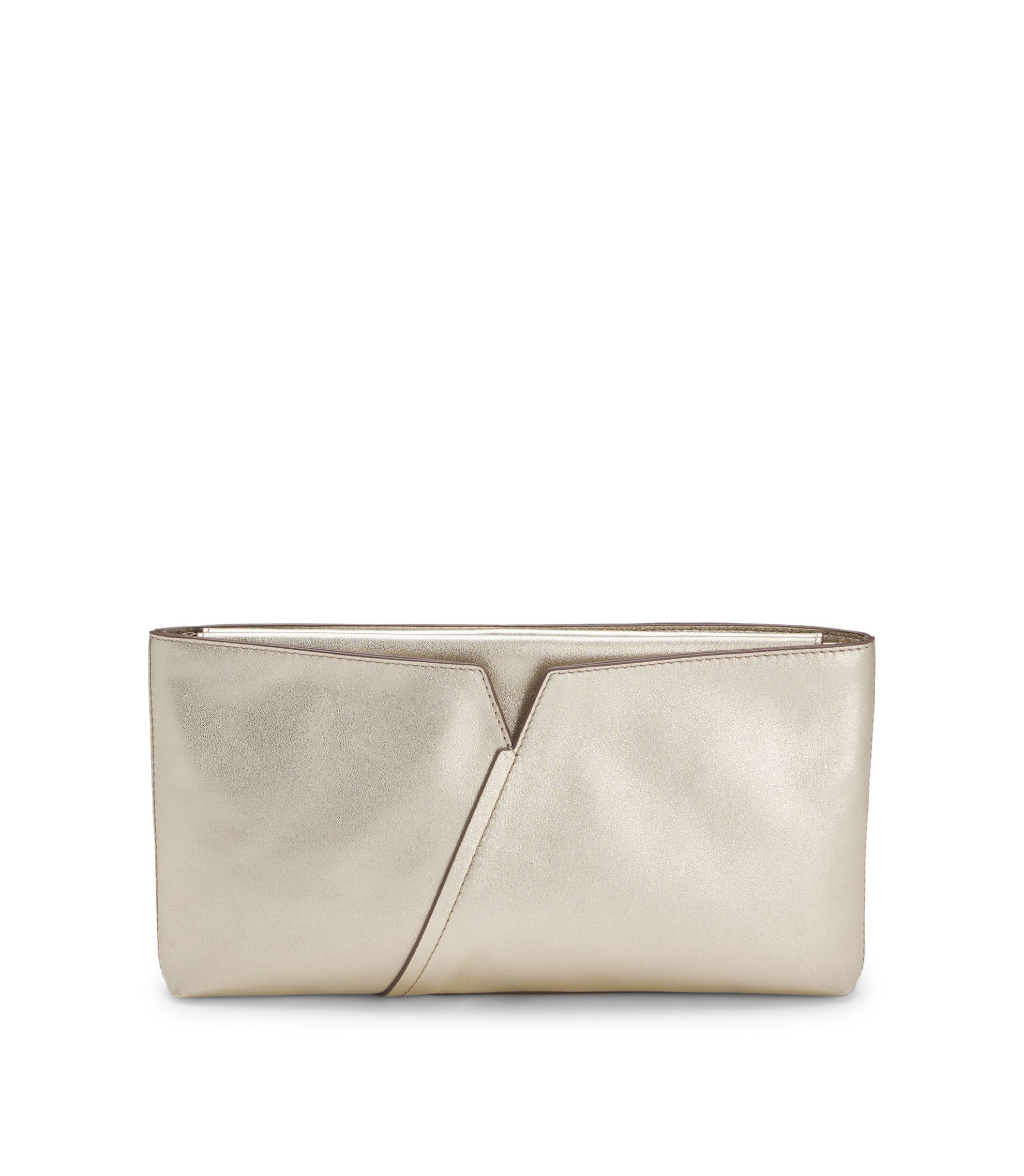 BOSS Revers Clutch aus Metallic-Leder mit geteilter Oberkante