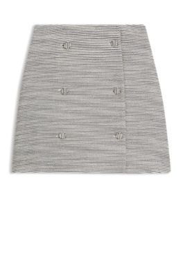 Striped wrap-style skirt with button detail, Patterned