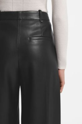Regular-fit trousers in faux leather, Black