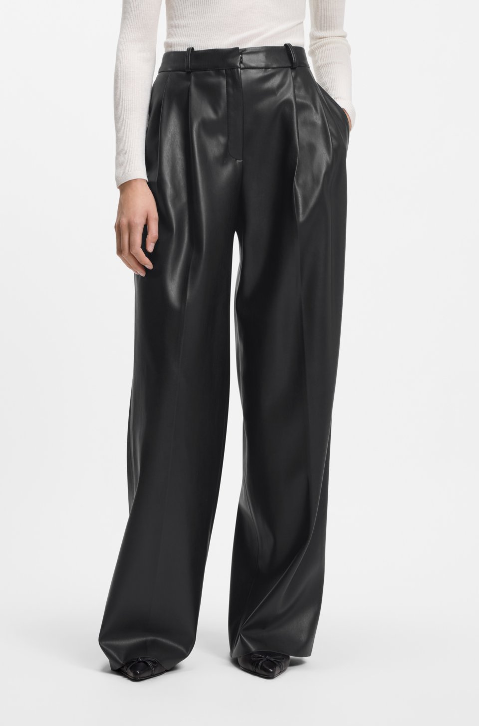 Regular-fit trousers in faux leather