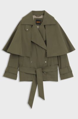 Wasserabweisender Trenchcoat mit G&uuml;rtel, Gr&uuml;n