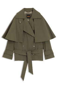 Water-repellent trench coat with belt