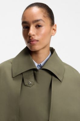 Water-repellent trench coat with belt, Green