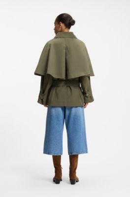 Wasserabweisender Trenchcoat mit G&uuml;rtel, Gr&uuml;n