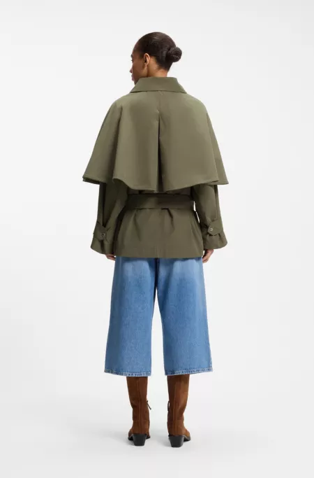 Water-repellent trench coat with belt