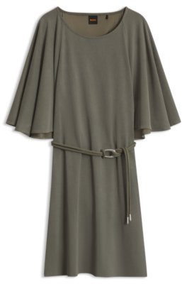 Belted jersey dress with cape-style detail 3