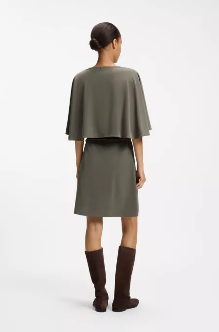 Belted jersey dress with cape-style detail