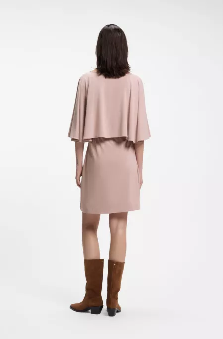 Belted jersey dress with cape-style detail