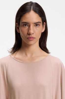 Belted jersey dress with cape-style detail, light pink