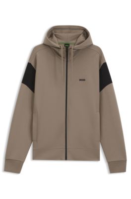 BOSS - Regular-fit zip-up sweatshirt in spacer piqué - Light Brown