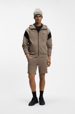 Regular-fit zip-up sweatshirt in spacer piqu&eacute;, Light Brown