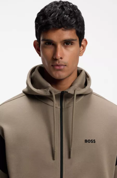 Regular-Fit Sweatshirt aus Spacer-Piqué mit Reißverschluss