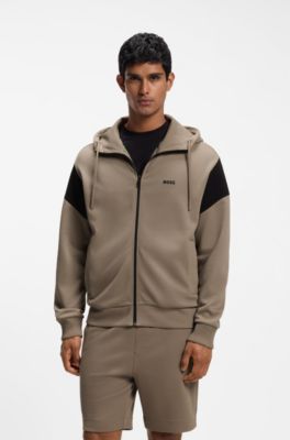 Regular-fit zip-up sweatshirt in spacer piqu&eacute;, Light Brown