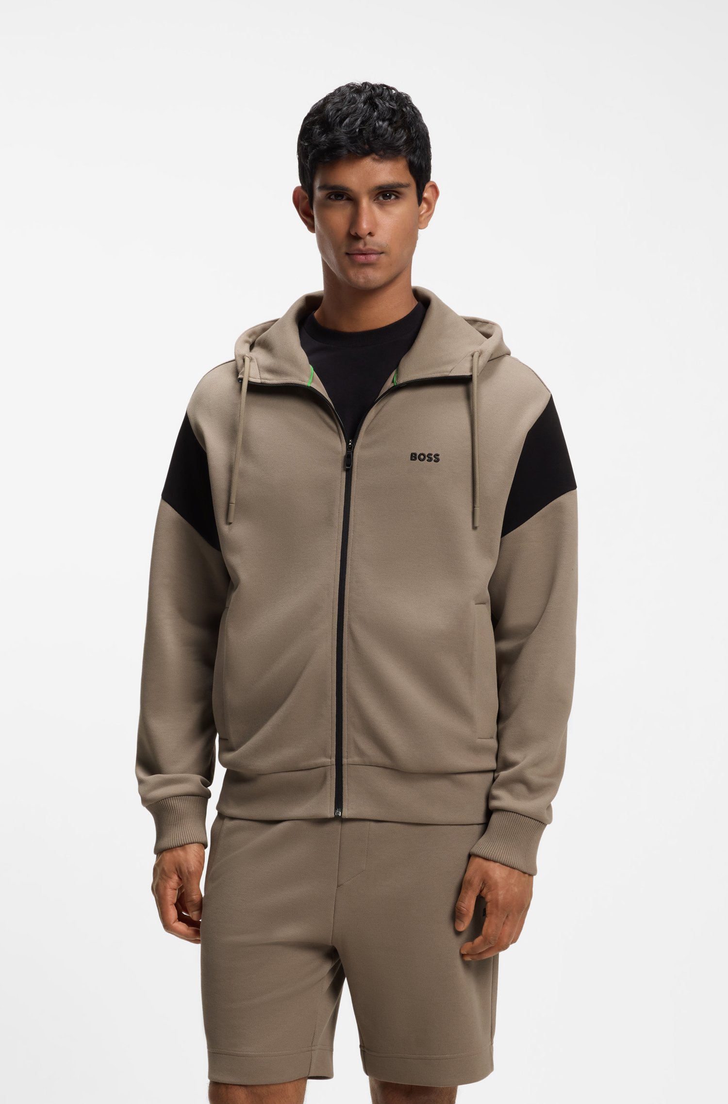 Boss Regular-fit zip-up sweatshirt in spacer piqué herr