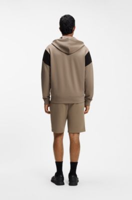 Regular-fit zip-up sweatshirt in spacer piqu&eacute;, Light Brown
