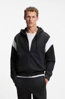Regular-fit sweatshirt met rits in spacer piqu&eacute;, Donkerblauw