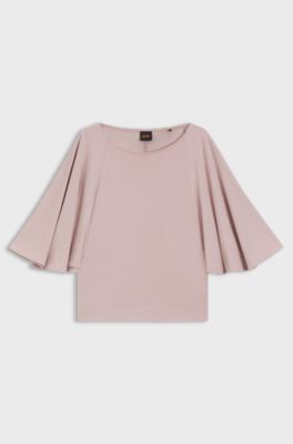 Loose-fit cupro T-shirt with raglan sleeves, light pink