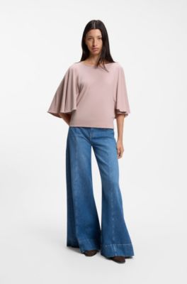 Loose-fit cupro T-shirt with raglan sleeves, Light Pink