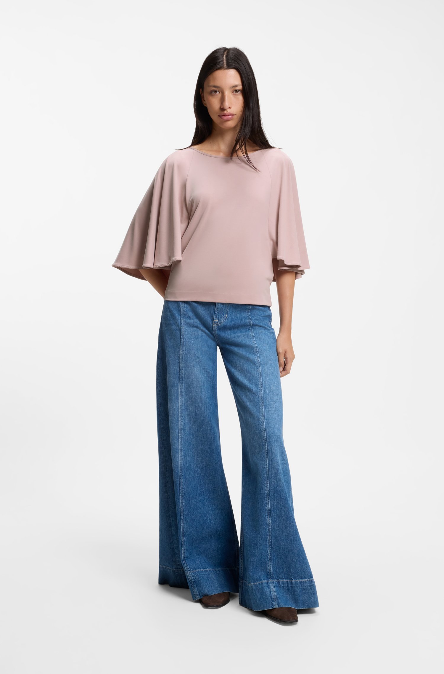 Boss Loose-fit cupro T-shirt with raglan sleeves dam – bild 2
