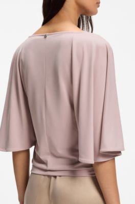 Loose-fit cupro T-shirt with raglan sleeves, light pink