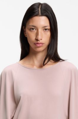 Loose-fit cupro T-shirt with raglan sleeves, Light Pink
