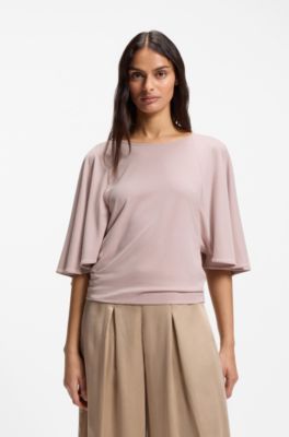 Loose-fit cupro T-shirt with raglan sleeves, light pink