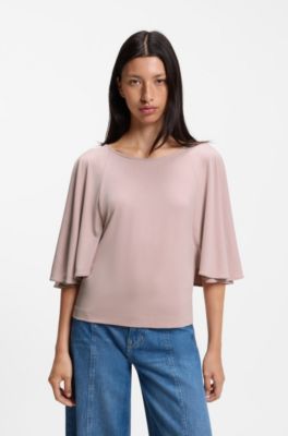Loose-fit cupro T-shirt with raglan sleeves, Light Pink