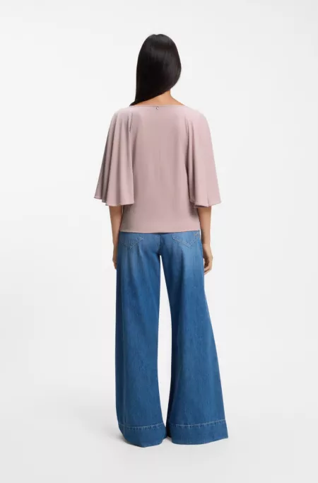 Loose-fit cupro T-shirt with raglan sleeves