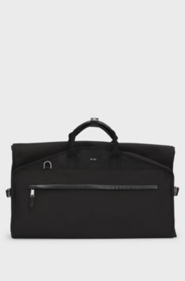 Garment bag with leather trims, Black