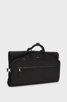 Garment bag with leather trims, Black