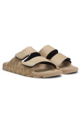 Faux-suede slides with logo detailing 1