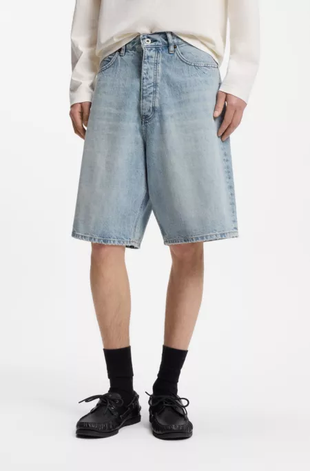 Short Loose en coton effet flammé