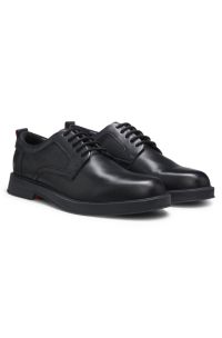 Derby shoes in leather with perforated monograms, Black