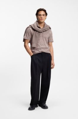 Zapatos Derby de piel con monogramas perforados, Negro