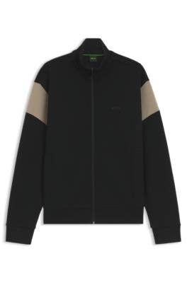 Boss Zip-up cotton-blend sweatshirt with contrast inserts herr – bild 4