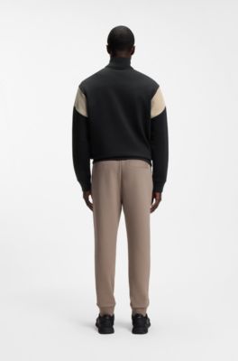 Zip-up cotton-blend sweatshirt with contrast inserts, Black