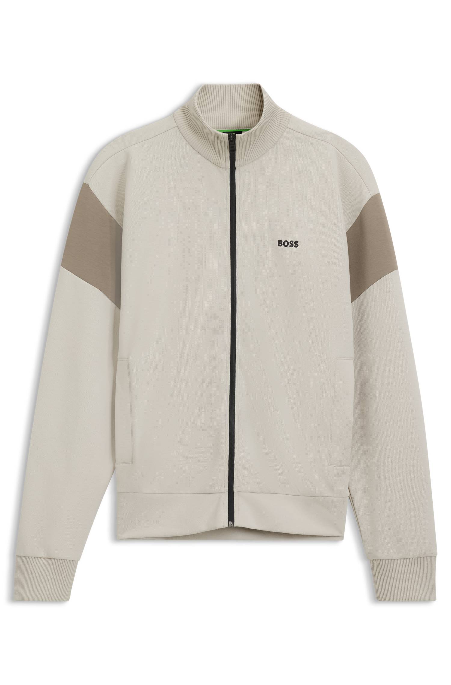 Boss Zip-up cotton-blend sweatshirt with contrast inserts herr – bild 4