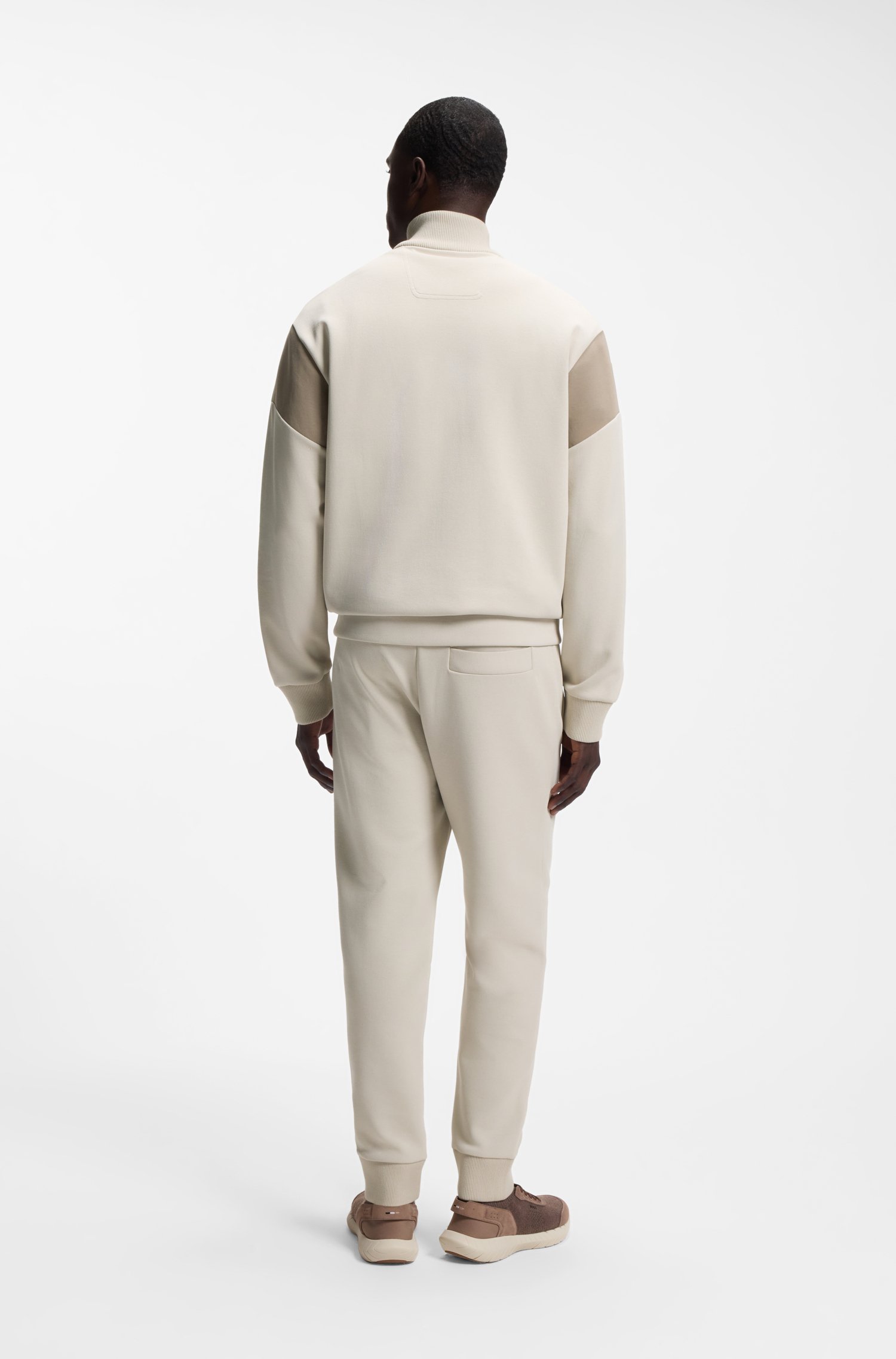 Boss Zip-up cotton-blend sweatshirt with contrast inserts herr – bild 3