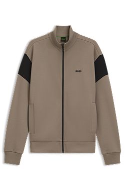 Sweatjacke aus Baumwoll-Mix mit Reißverschluss und kontrastierenden Einsätzen