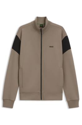 Boss Zip-up cotton-blend sweatshirt with contrast inserts herr – bild 4
