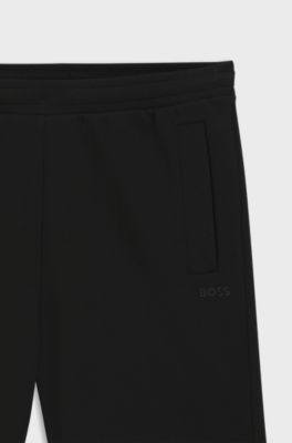 Bermuda in jersey piqu&eacute; di misto cotone con logo ricamato, Nero