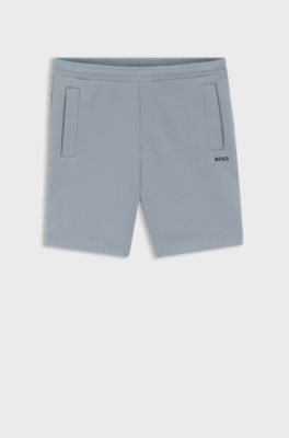 Logo-embroidered shorts in cotton-blend piqu&eacute; jersey, Grey