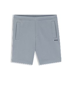 Shorts med broderet logo i piquéjersey af bomuldsblanding