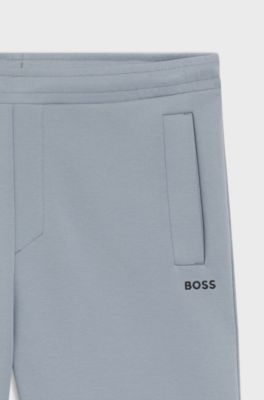 Bermuda in jersey piqu&eacute; di misto cotone con logo ricamato, Grigio