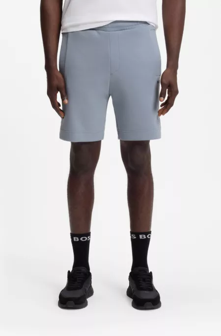 Logo-embroidered shorts in cotton-blend piqué jersey