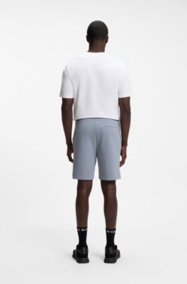 Logo-embroidered shorts in cotton-blend piqu&eacute; jersey, Grey