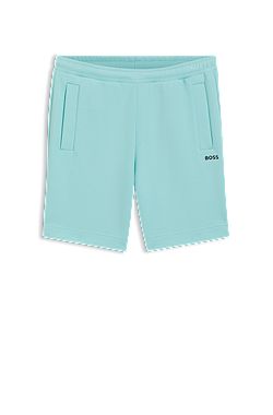 Logo-embroidered shorts in cotton-blend piqué jersey