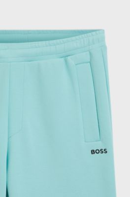 Logo-embroidered shorts in cotton-blend piqu&eacute; jersey, Light Blue