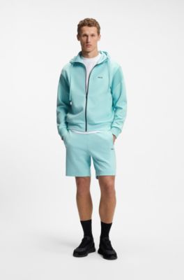 Logo-embroidered shorts in cotton-blend piqu&eacute; jersey, Light Blue